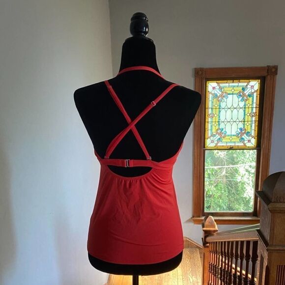 Athleta Strappy Top / Swim Top Swimsuit Tankini Red -- Size Small - Picture 3 of 9